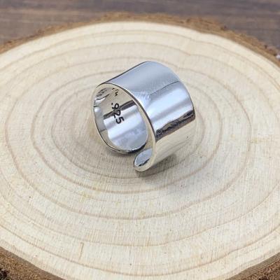 China Vintage Dubai Fashion Style Hip Hop Men 925 Sterling Silver Shiny Men and Women Wide Ring Jewelry Fashion Personality Minimalism for sale