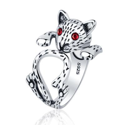 China Zircon Personality Retro Ring Cat Fashion Adjustable Animal Ring Jewelry Gift Animal Open Ring Ladies Wholesale for sale