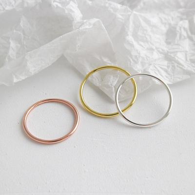 China Simple Fashion Rose Gold Plated 925 Sterling Silver Ring Simple Korean Style Shiny Line Ring Minimalist Silver Jewelry for sale