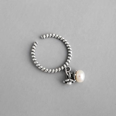 China 2021 Fashion Simple Trendy Jewelry Adjustable Bead Rings Korean Vintage Style 925 Sterling Silver Ring For Woman Gift for sale