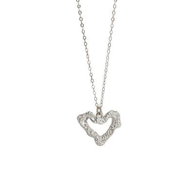 China 925 Sterling Silver FASHIONABLE Necklace Temperament 18K Elegant Gold Plated Irregular Texture Heart Shaped Clavicle Necklace Jewelry for sale