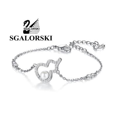 China FASHIONABLE Luxury SGALORSKI Alloy CZ Gourd Pearl Bracelet Rose Gold Plated Diamond Copper-Silver For Women Lady Elegant Jewelry for sale