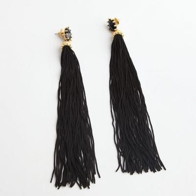 China Vintage Kate Elegant Alloy Spade 18k Gold Plated Retro Court Style Long Tassel Rope Stud Earring For Women Gift Party Jewelry for sale