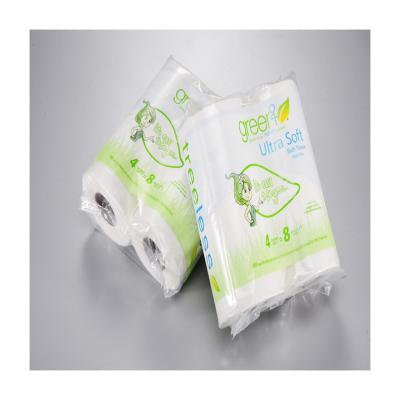 China Eco-friendly 3 Ply Bamboo Paper Pulp 100% Bamboo Paper Fiber Layer Printed Core Bathroom Paper Toilet Paper Roll Toilet Paper Tissue for sale