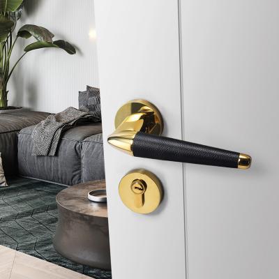 China JUNCHEN 8083R01Silent Traditional Door Lock Bedroom Door Lever With Interior Lock Security Door Handle Lock Cylinder Security for sale