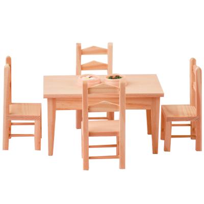 China Factory Wholesale Modern Pine Simplicity Table and Chair Suit Rectangular Modern Wooden Craft Pattern for sale