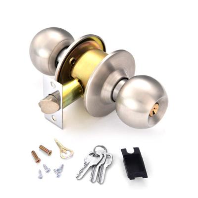 China Key Entry Cerradura Cilindrica Ball Around Cylindrical Brass Cylinder Stainless Steel Handle Door Knob Lock for sale