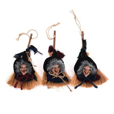 China Wooden Strips Halloween Decorations Supplies Witch Broom Hanging Party Ornaments Professional Manufacture China Eco-friendly ReclaimedMaterial for sale