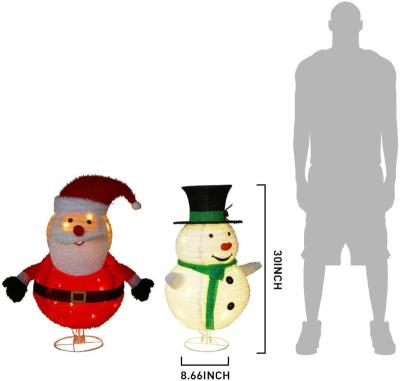 China Modern Seasonal Christmas Decor Indoor Outdoor Christmas Yard Decoration LED Folding Snowman and Santa Claus for sale