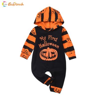 China 100% Cotton Baby Kids Halloween Jumpsuit Pumpkin Printed Costume Long Sleeve Baby Growing Romper for sale