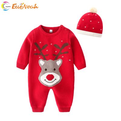 China Winter Autumn New Needlework Woolen Sweater Jumpsuit Woolen Jumpsuit Newborn Baby Rompers Cute Party Red Thick New Year's Rising Baby Rompers for sale