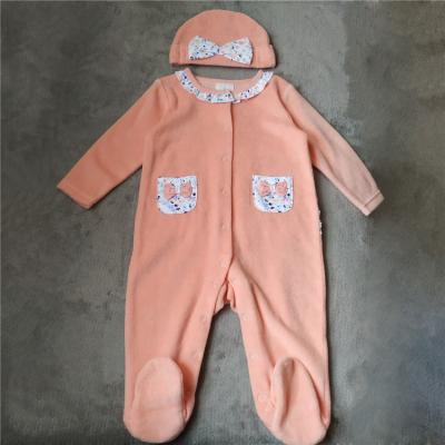 China Winter 2pcs Infant Baby Rompers Antibacterial Velor Pajamas With Hat Baby Footie 2pcs Jumpsuit for sale