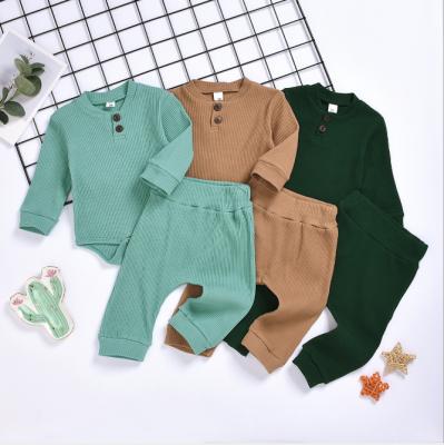 China Antibacterial longsleeve baby jumpsuit and pants style warm rib wear 0-24M infants clothes for sale