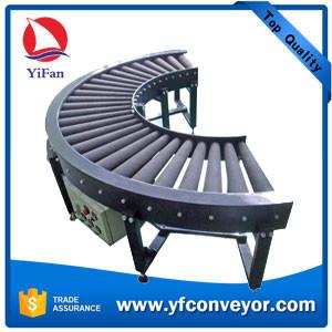 China 90 & 180 Degree Curve Powered Rubber Roller Conveyor for sale