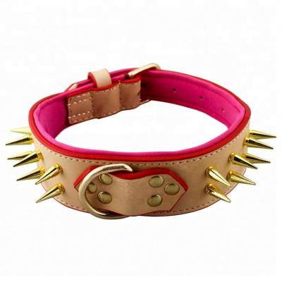 China Pit Bull Viable Collars Leather Dog Collar Padded Pet Accessories Wholesale for sale