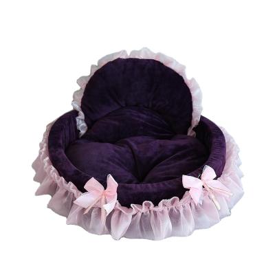 China Viable Wholesale Cat Sofa Dog Bed Foldable Fashion Lace Dog Nest / Cat Removable Teddy Princess Nest for sale