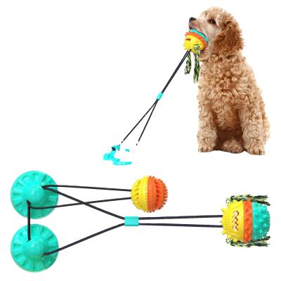 China Dual Suction Viable Double Cup Ball Dog Toys Eco Friendly Pet Toys Pet Interactive Chew Ball for sale