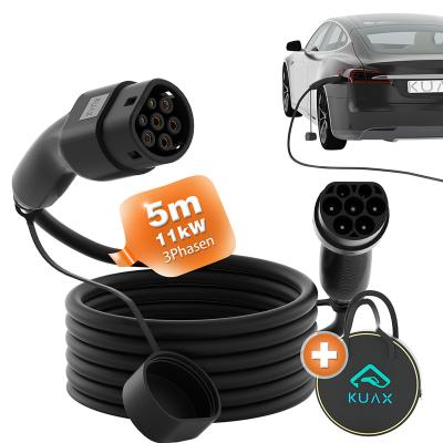 China New Kuax China-chic 7 meters 32a ev cable European standard charger three phase charging cable for sale