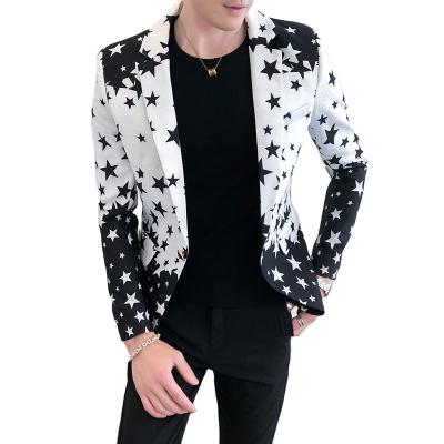 China Korean version of the spring of the spring of the small ones of the 2022 autumn men's suit QUICK-DRY printing jacket men's wild men's long-sleeved suit for sale