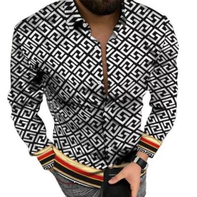 China Anti-wrinkle factory wholesale 2022 top men clothes slim fit long sleeve brand shirt male party blouse high quality printing casual shirt fit for sale