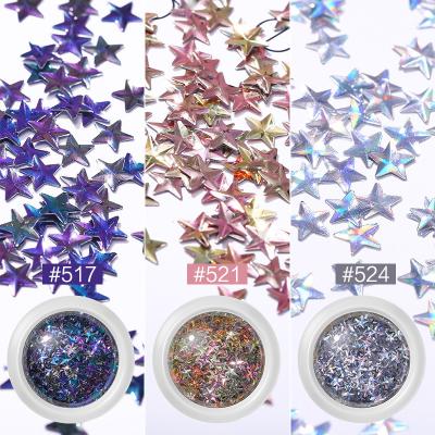 China 2021 New 3D Laser Nail DIY Star Sequins Japanese Five-pointed Rhinestone Decoration Box Nail Patch for sale