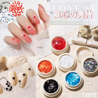 China Nail Cosmetics Nail Art Jewelry Love Sequin Laser Black Love Sequin DIY Nail Decoration Symphony Red White Patch for sale