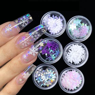 China 3d Nail Art DIY Decoration Source Nail Sequins Bottled Japanese Fall/Winter Christmas Snowflake Sequin Nail Decorations 10mm for sale