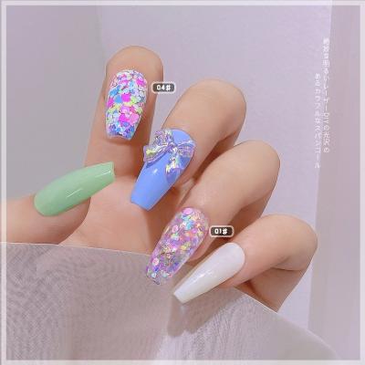 China Korean Nail Beauty Products Glitter Explosion Candy Color Laser Round Sequins New Big Color Mixed Size Glitter Ghost Powder for sale