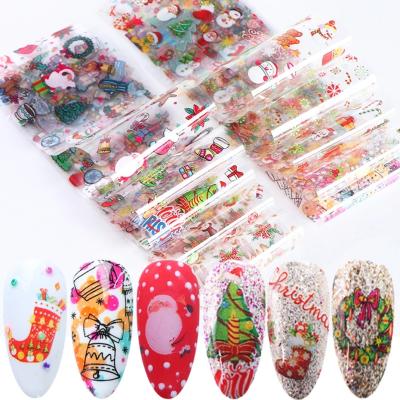 China Winter Nail Foil Sticker Set Retro DIY Snowflake Candy Christmas Halloween Nail Stickers for sale