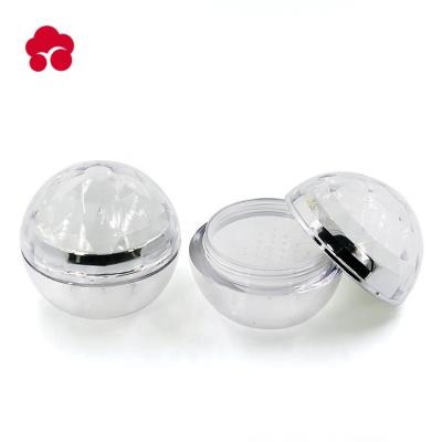 China Fashionable Custom Logo Private Label Round Shape Transparent Bottle Plastic Cosmetic Powder Compact Case for sale