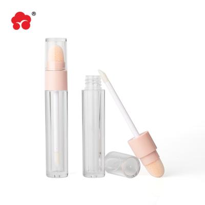 China Fashion Cosmetic Double Cylinder Head Tube / Lip Gloss Tube + Sponge Trimming Brush Head for sale