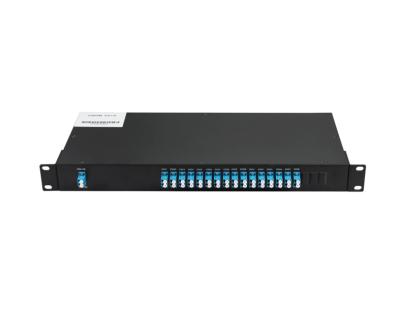 China 18 Channels CWDM Mux Demux, 1270-1610nm, with Monitor Port, 5.0dB Typical IL, LC/UPC, Dual Fiber, 1U Rack Mount for sale