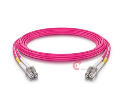 China LC to LC Fiber Patch Cable OM4 3FT/1M Multimode Duplex LC-LC Jumper Fiber Cable 40GB/100GB MMF 50/125µm LSZH for sale