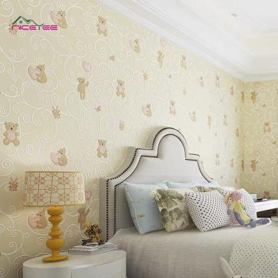 China Beautiful modern simple eco-friendly non-woven wallpaper Rolls of boy and girl 3d room Anime 3d wallpaper children's wallpaper for sale