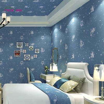 China Latest Modern Simple Design Bedroom Wall View Decorations For Girl Boy Fluorescent 3d Wall Arts Home Starry Night Sky Wallpaper for sale