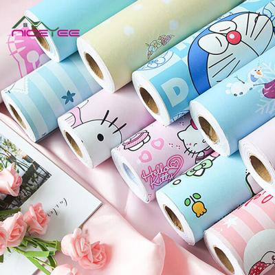 China 2020 Hot Selling Modern Simple PVC Wallpaper Wall Self Adhesive Wall Papers Colorful Home Decoration Kids Wallpaper for sale