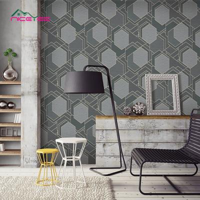 China Rhombus geometry bedroom decor suede wallpaper modern home 3d non-woven paper decoration for sale