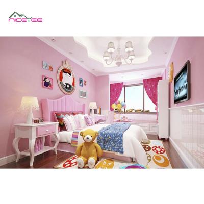 China 2021 Beautiful Lovely Modern Pink Non-woven Wallpaper Design Children's Wall Room for sale