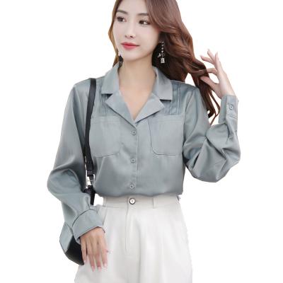 China YIRUO 2306 Fashion Style New Design Turn-down Chiffon Solid Women Shirt Blouse QUICK DRY Wholesale Collar Full Sleeve for sale