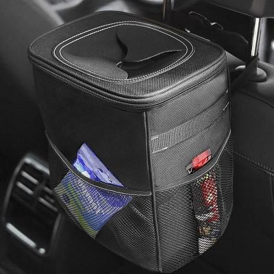 China Durable Portable Car Trash Can Trash Can With Lid And Storage Pockets, 100% Waterproof Universal Car Trash Can Trash Bin For Car for sale