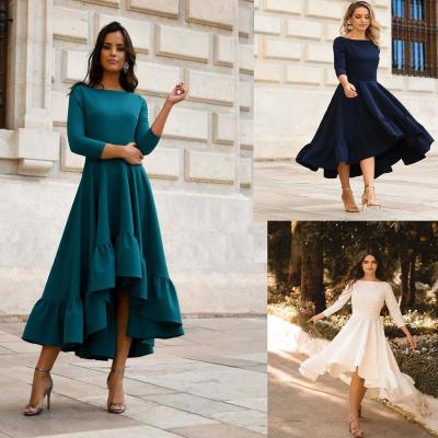 China 2022 spring and summer new sleeve dress summer temperament mid-size solid commuter small fresh dress breathable for sale