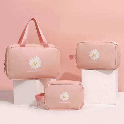 China High Quality PU Travel Toiletry Bag Waterproof Makeup Bag Cosmetic Portable Storage Large Capacity With Floral for sale