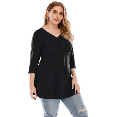 China 2021 autumn new women's plus size nine point sleeve plus size shirt plus size shirt for sale