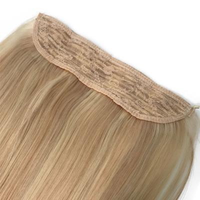 China Mix Color Straight Straight Cord Around Remy Human Hair Piece Extensions Clip In Weft Halo for sale