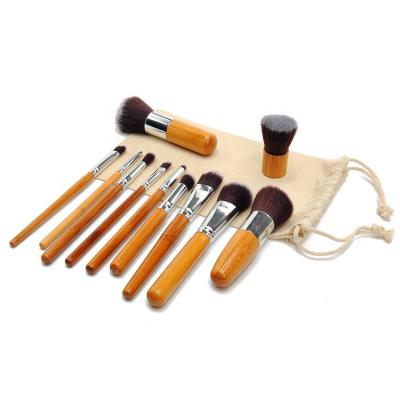 China Spot Brush Customized No Logo Eco Friendly Flat Bamboo Bag Cosmetic Brush for sale