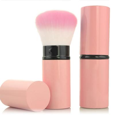 China Single Loose Loose Powder Brush Private Label Logo Fluffy Pink Large Retractable Travel Brush for sale