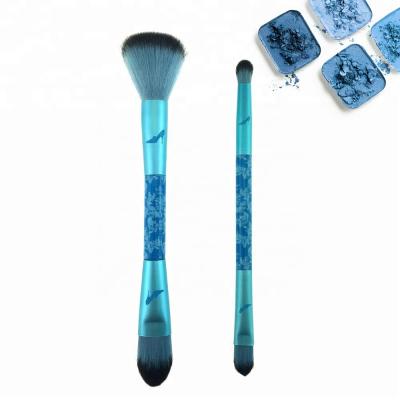 China Angular Blush Dropshipping 2Pcs Free Samples Professional Private Double Sided Double Ended Makeup Brushes Custom Logo Label Makeup Brush for sale