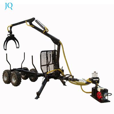 China Firewood Processor Timber Trailer Timber Grabber Crane Loader Transfer Trailer Manufacturer Round Timber Trailer for sale