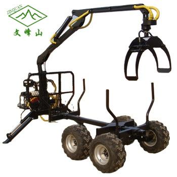 China Wholesale JQ machinery repair shops 8 ton forest log trailer with crane for tractor forestry machine holz kranlog trailer grapple log loader for sale