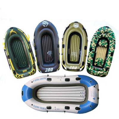 China PVC factory direct sales 2-5 people inflatable fishing boat drifting thickened rubber dinghy cushion boat kayak for sale